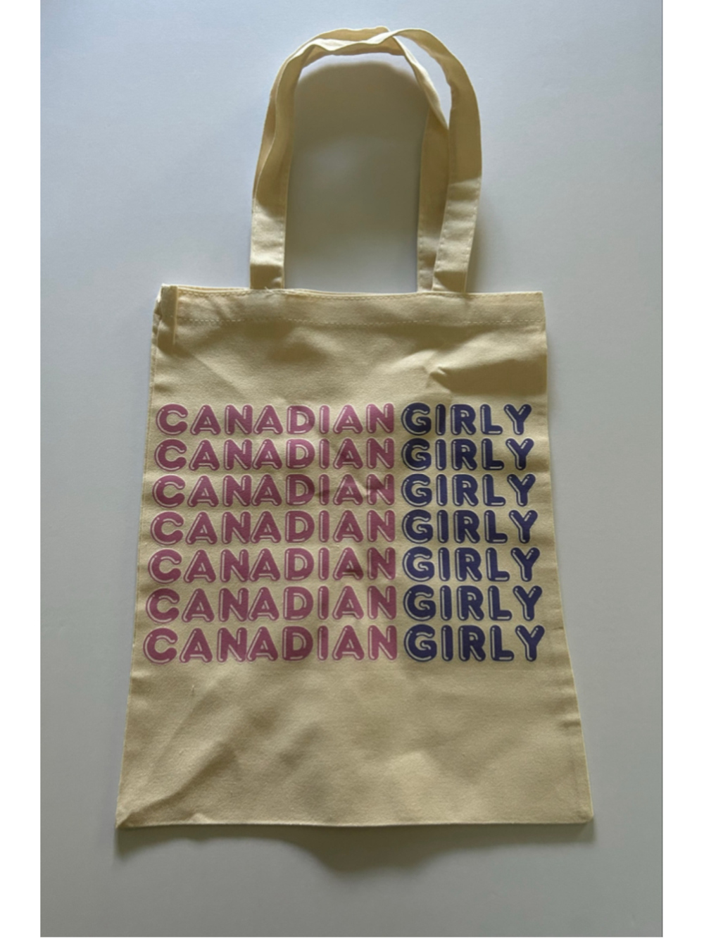 Women's Tote Bag Beige Pink Canadian Girly Graphic